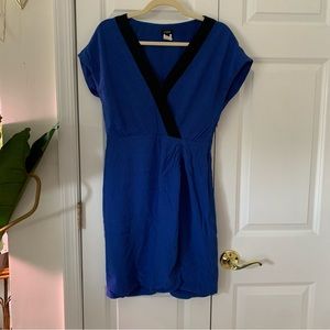J. Crew Dress Royal Blue Short Sleeve V-neck Rayon Dress Size 4